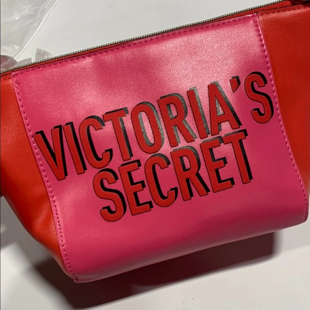 Victoria's Secret Pink and Orange Cosmetic Bag - Makeup Bag 6063-PK/OR‎